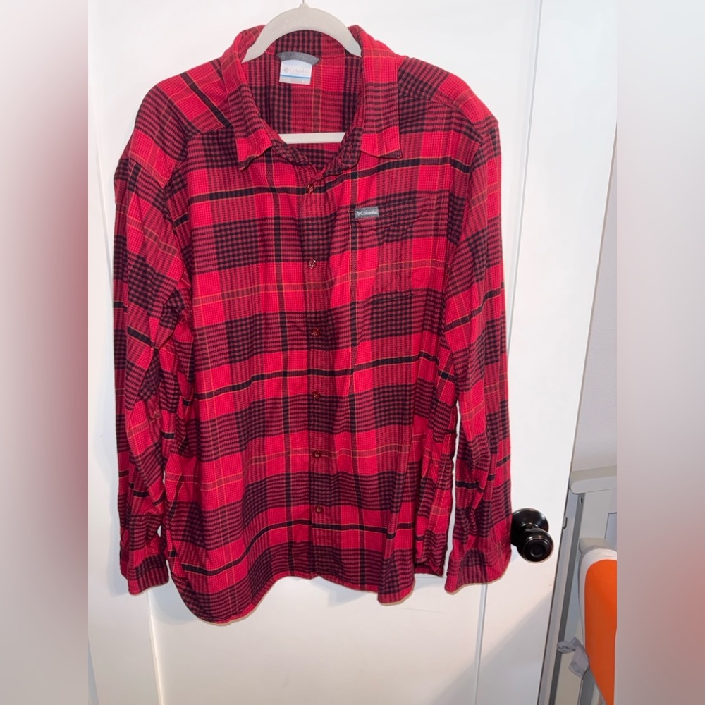 Columbia Red and Black Plaid Shirt